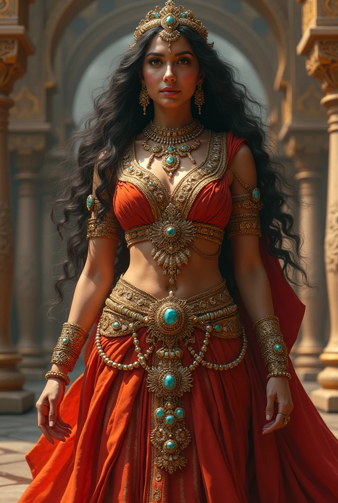 Draupadi from Mahabharat with lots of ornaments