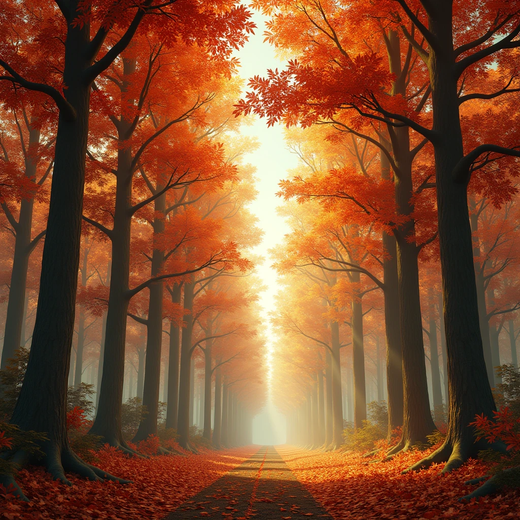 Autumn forest realistic scenery picture