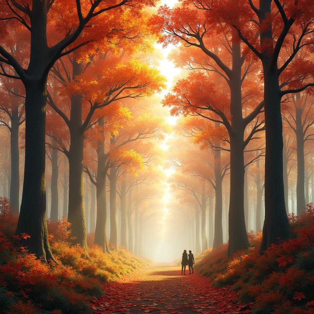 Autumn forest realistic scenery picture