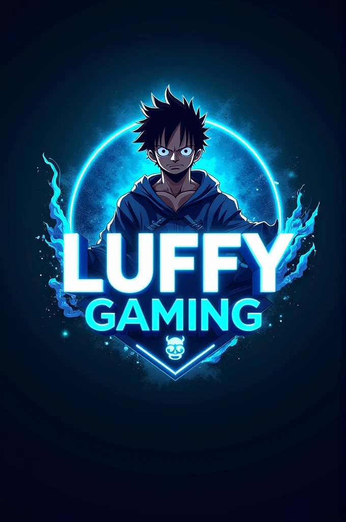 
This is a gaming logo that features the name “LUFFY GAMING” in a futuristic font and a neon sky blue color. and Luffy Anime avtar releasing conquror haki , The logo also has a stylized  icon and a battleground mobile india theme in the background. The logo is designed to be attractive and eye-catching, and to appeal to gaming enthusiasts and YouTube viewers.