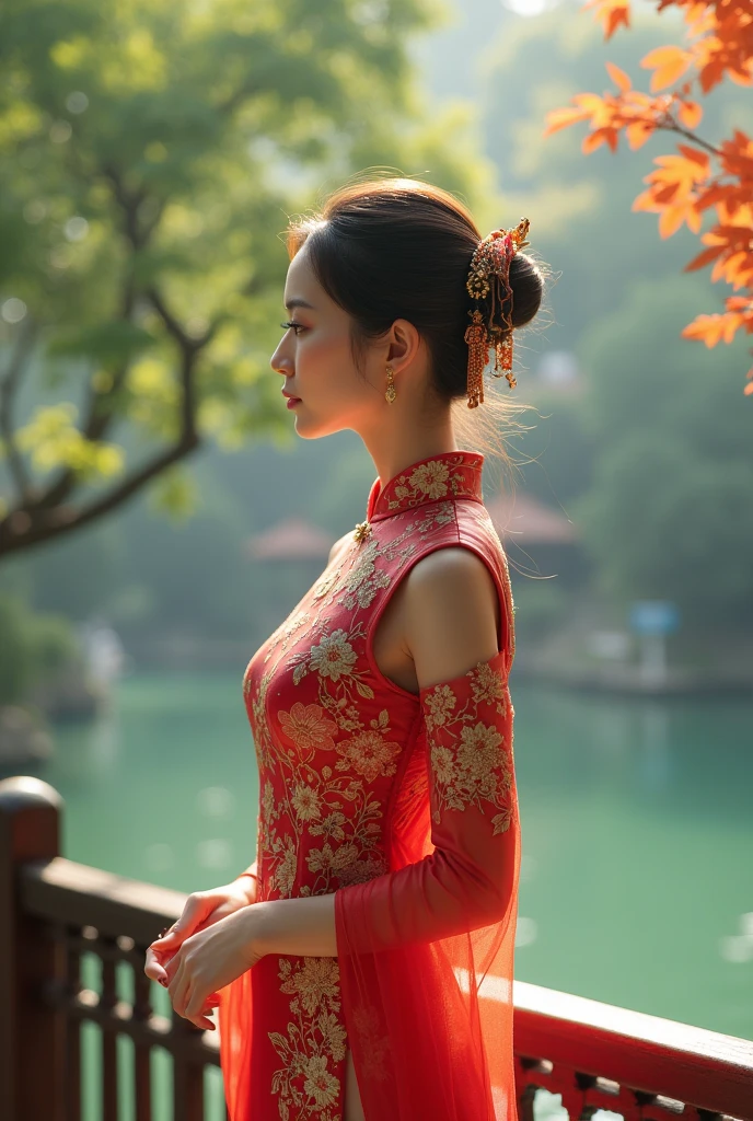 Chinese cheongsam for women,In Hangzhou,Beautiful posture is very beautiful