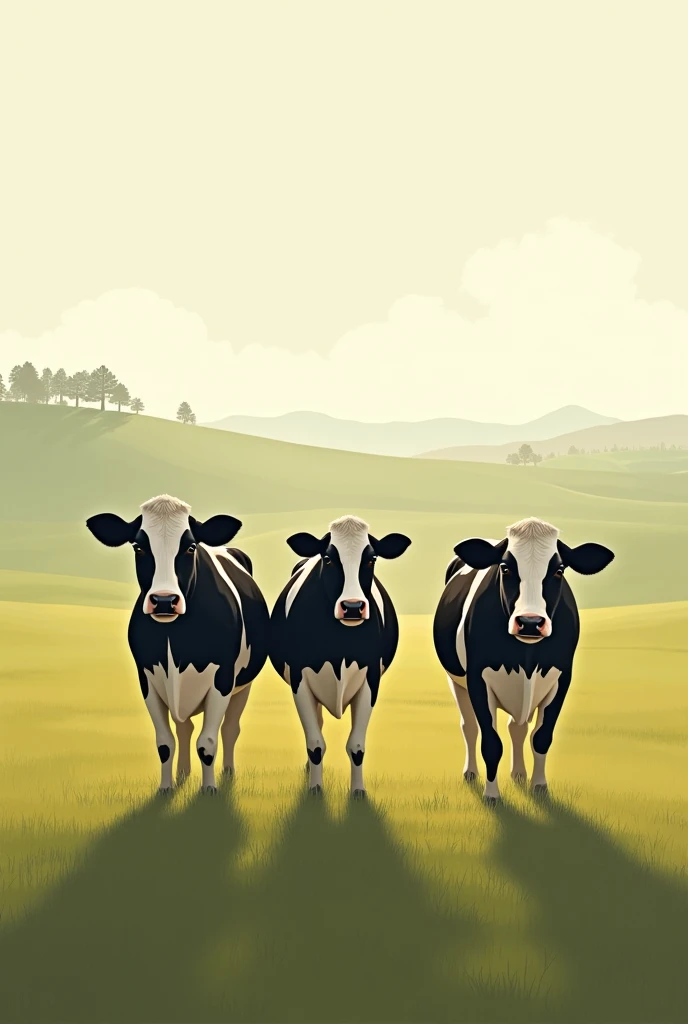 Three cows are standing on the land
