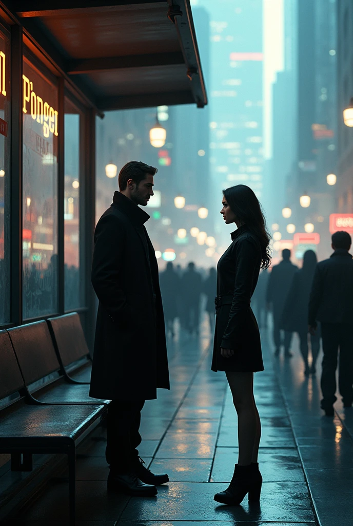 generate an image in which anta forger meet masha at bus stop