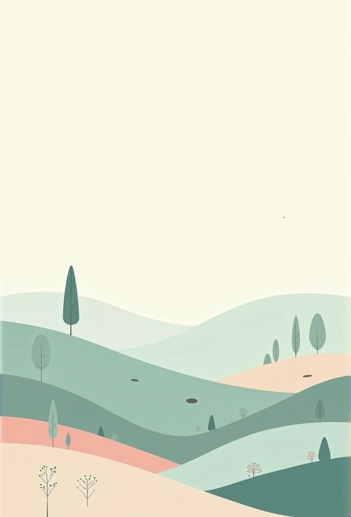 un paysage de nature minimaliste, en 3 couleurs pastels