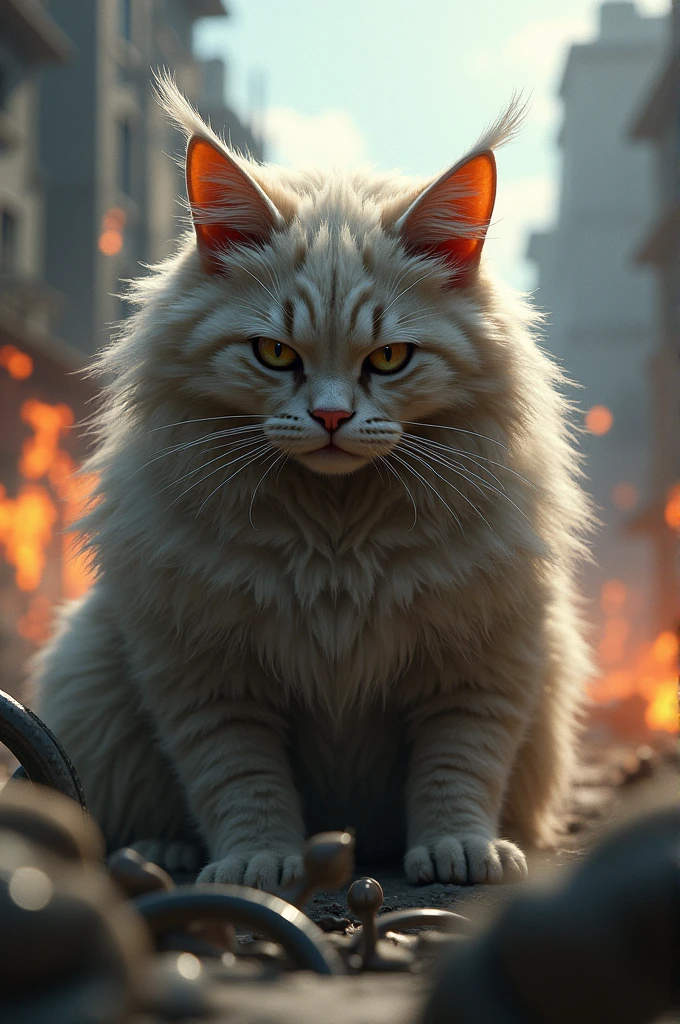 Cat had long hair and playing pubg game