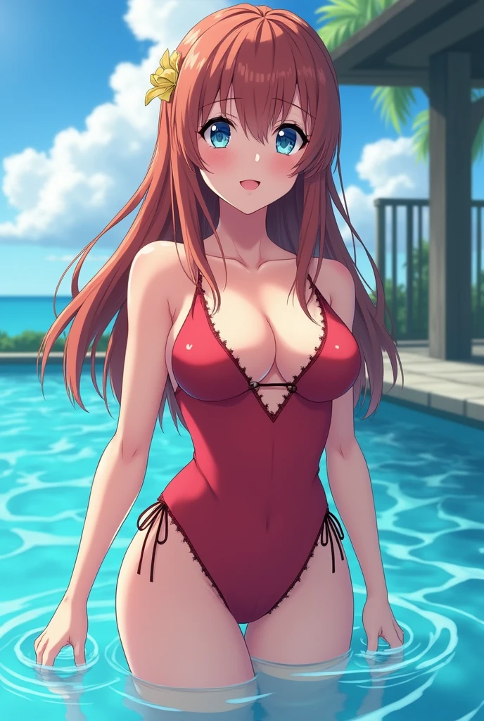 ANIME girl with big tits and ass and bigpussy in swimming dress