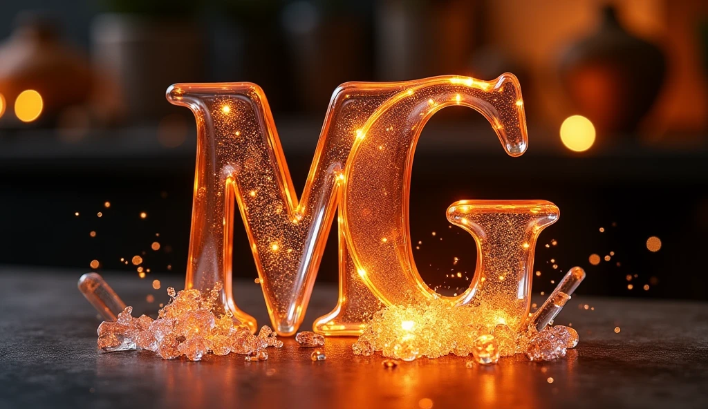 Create an image related to the surname Marleen glassworks where each letter is used and a logo is made with the initials