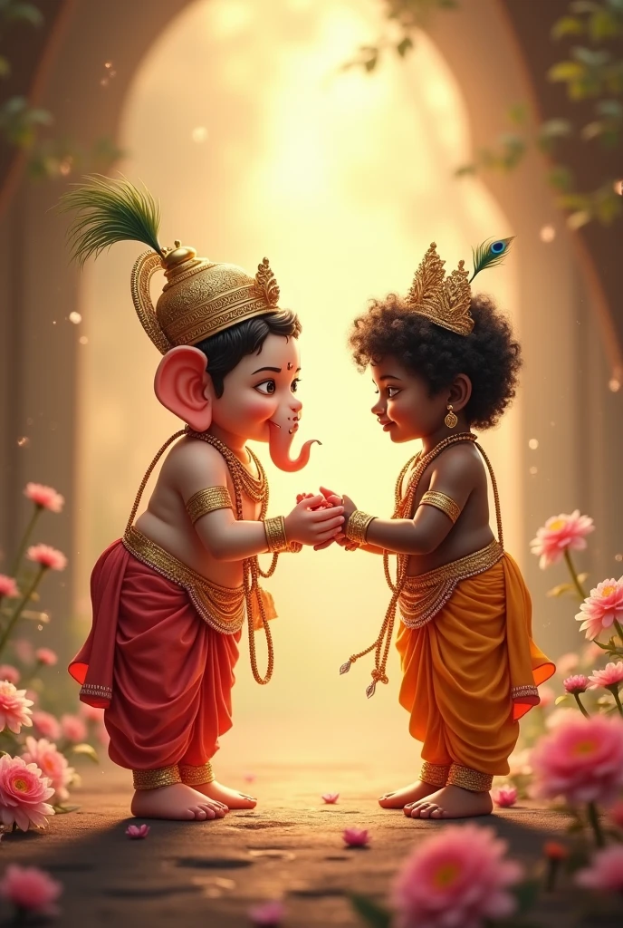 Lord bala ganesh wishing  lord little Krishna happy birthday 