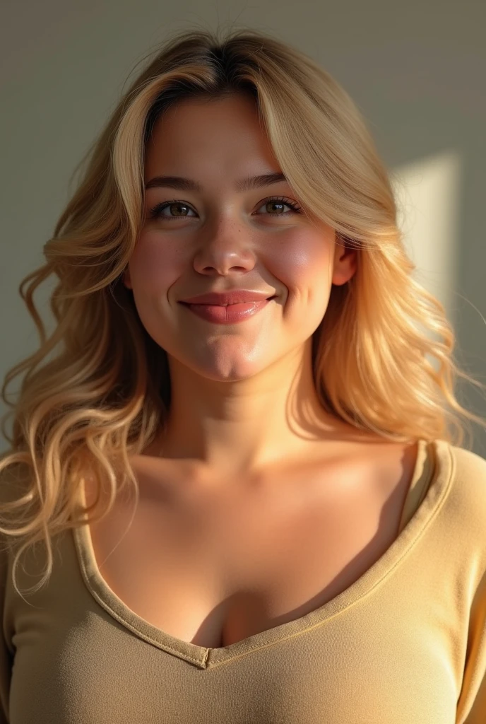 Generate 5 photos of a typical blond Brazilian, a little overweight 30 years old