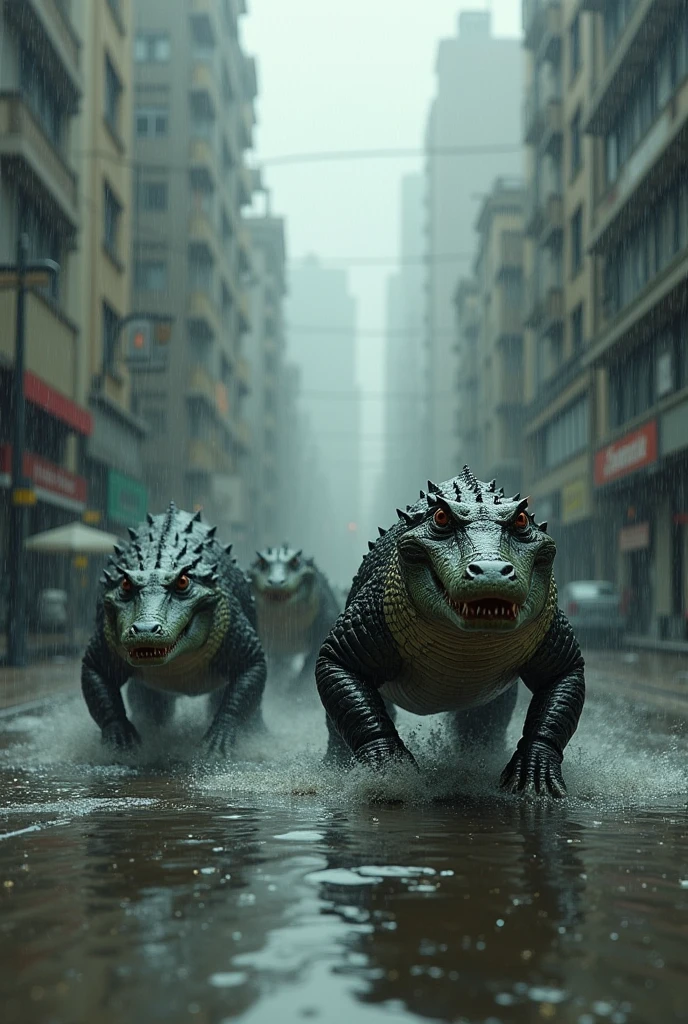 Crocodiles returned to the city in the rain