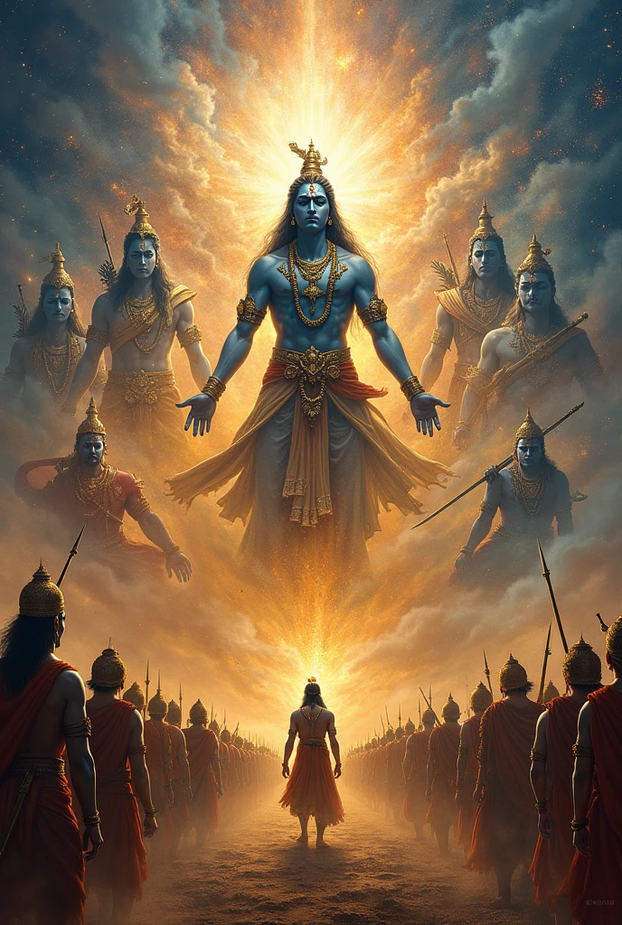 Lord Krishna show dasavatara to arjuna in battle feeld