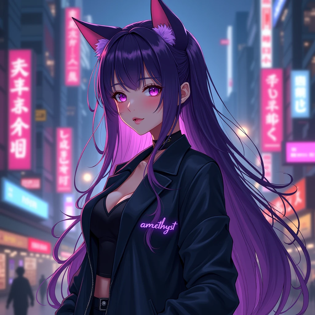 A closeup of a woman with purple and black hair wearing glasses, art in the style of Guweiz, model IG | Artgerm, Artgerm extremely detailed, Ilya Kuvshinov and Artgerm, Ilya Kuvshinov with long hair, Ilya Kuvshinov. 4 k, realistic art style, artgerm. Anime illustration, gamer, cat ears --auto --s2