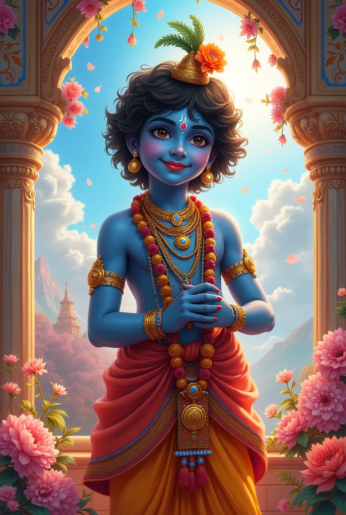 Hindu God Shree Krishna Happy Birthday Shovo Janmastami Wish Type Pic