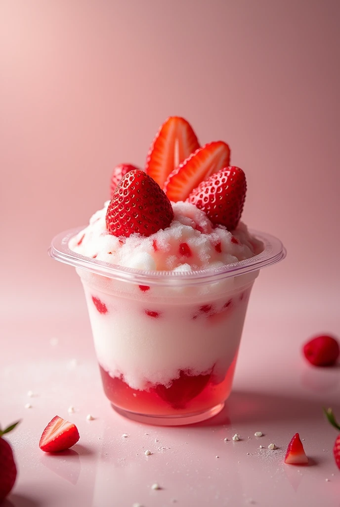 Strawberry BīngFěn in the clear box