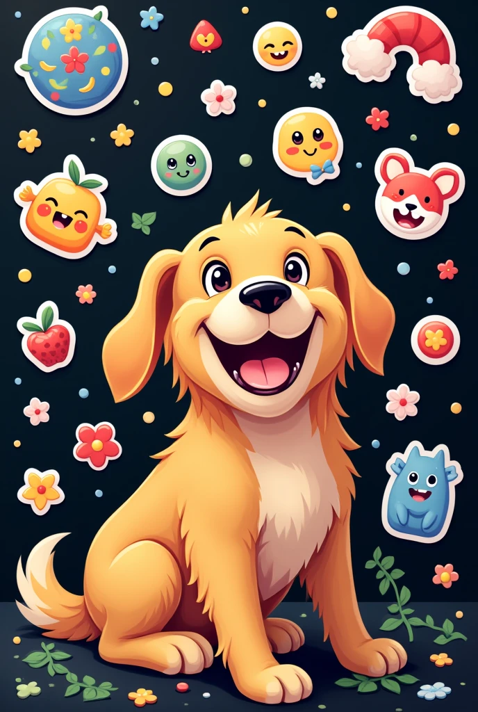 Dog loves sticker background black 