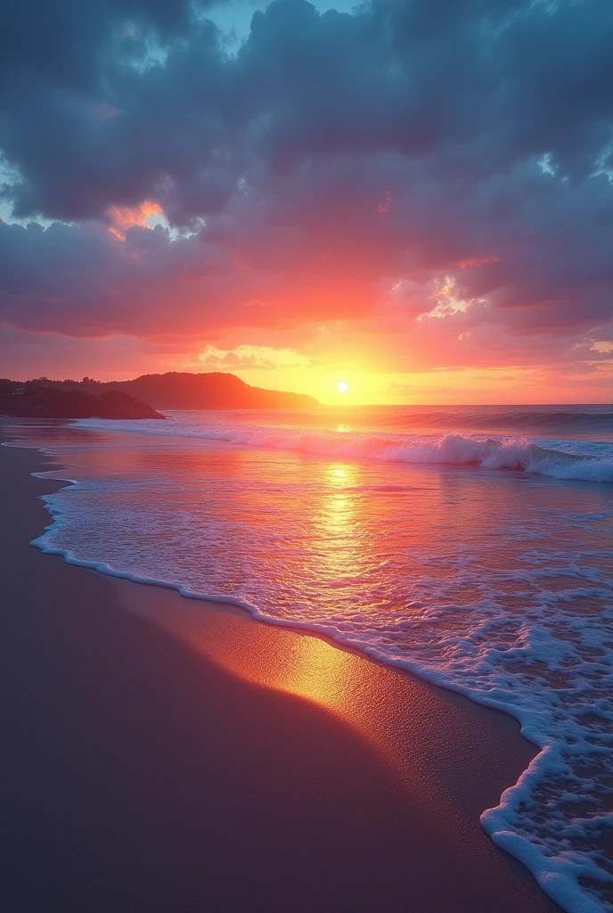 Beach horizon at sunset in CMYK colors 
