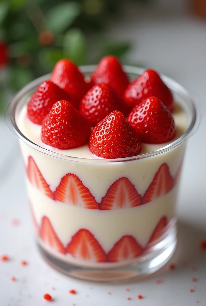 Cut Bingfen that on top with strawberry in the clear box