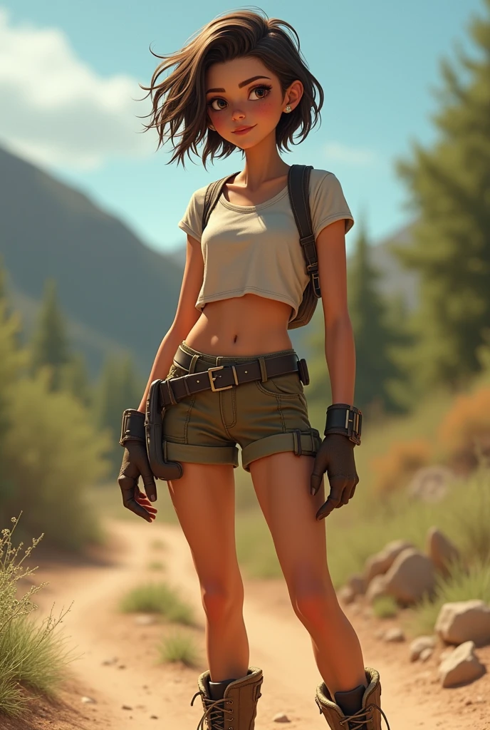 Tanned tomboy girl