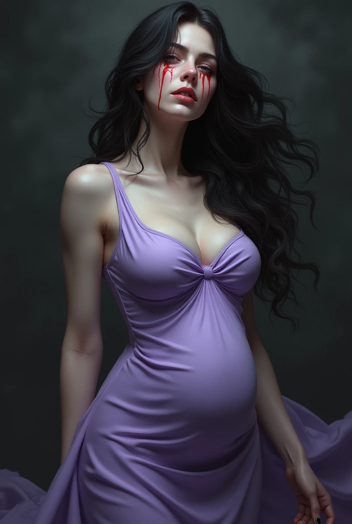 1 hourglass body women crying blood wearing fitted dress and loves color lavander