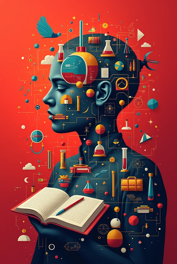 Education system 
image with red background 

