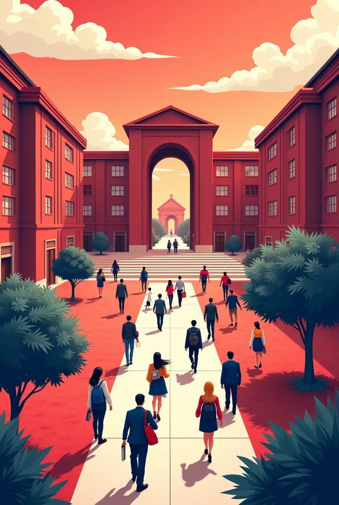 Education system in university 

image with red background 
