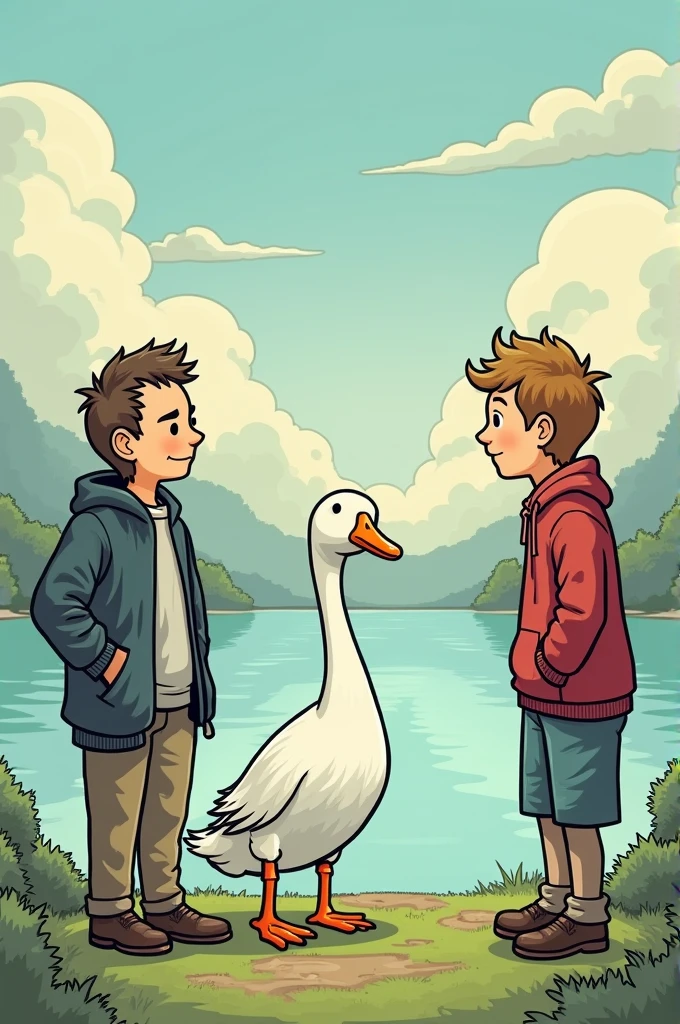 Comic strip Goose watching an argument between humans