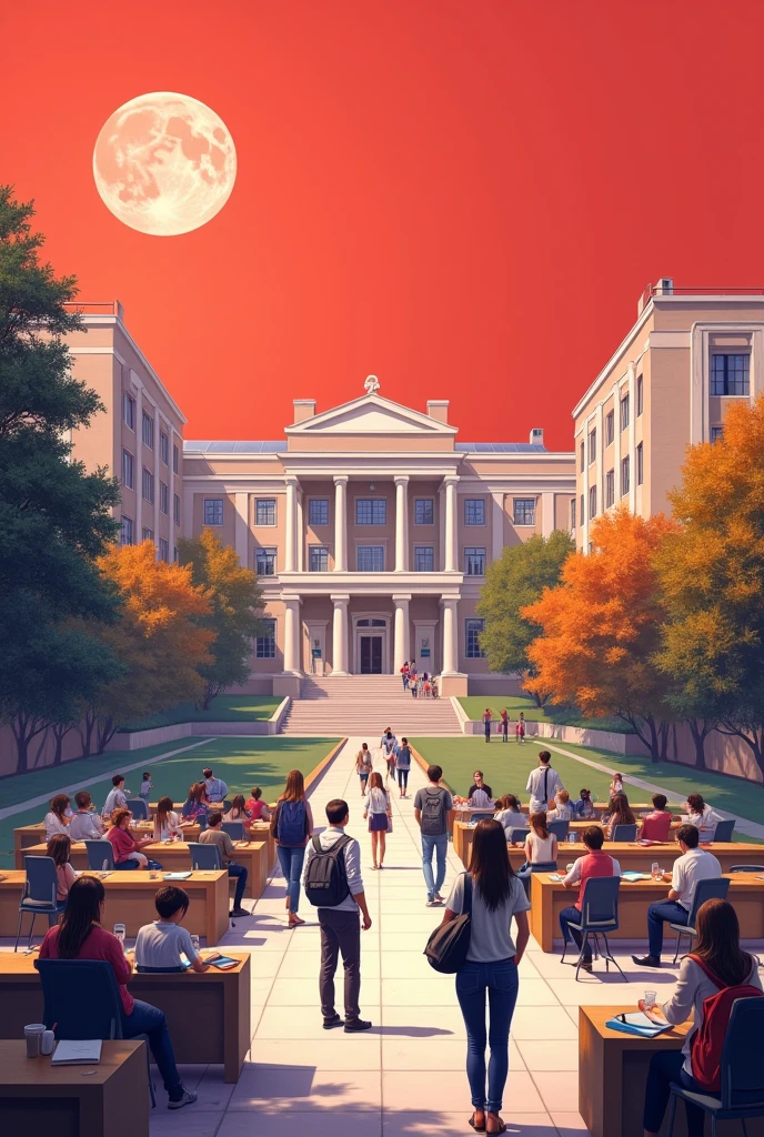 Education system in university
image with red background realistic photo
