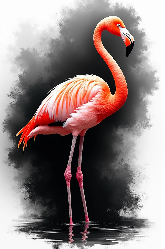 Draw a flamingo using positive negative art
