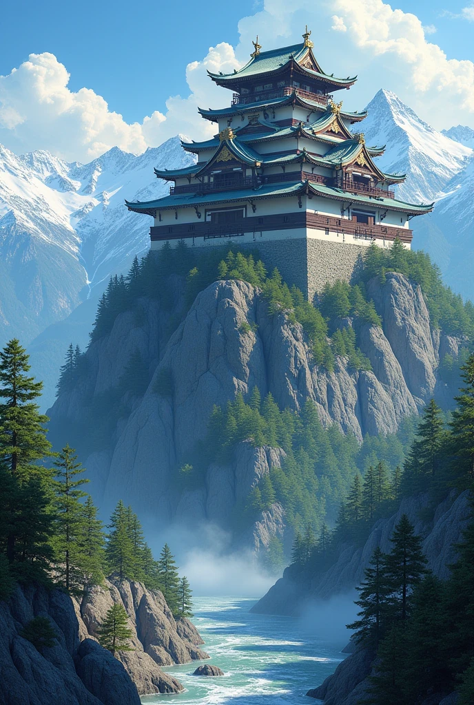 Japan mountain castle