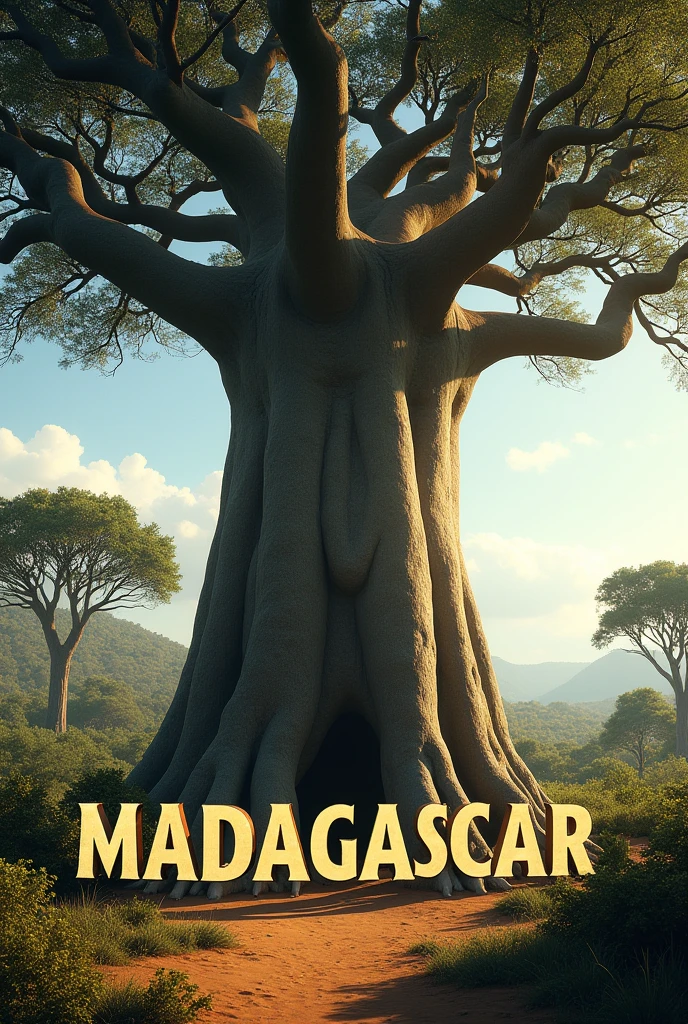 Baobab in shades with a madagascar written down under
