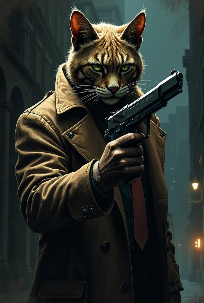 one men,blacksad,American,holding a pistol.