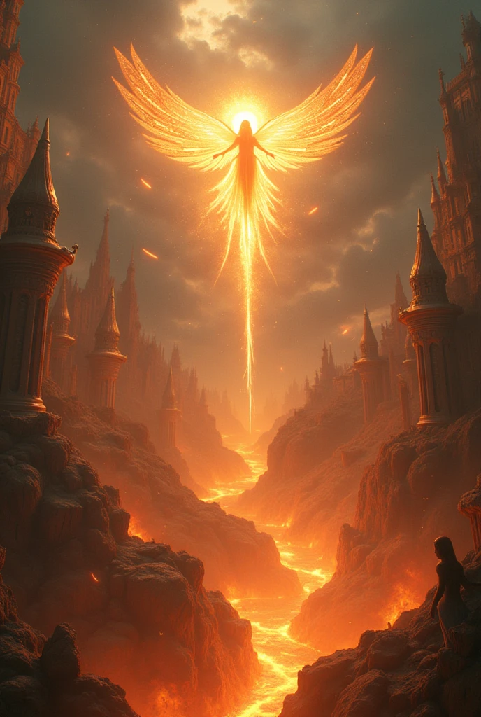 a beautiful detailed fantasy scene of the nearest heaven adorned with radiant lamps, the lamps used as missiles to drive away the Shayatin, the torment of the blazing Fire, intricate ethereal architecture, glowing angelic beings, dramatic lighting, vibrant colors, highly detailed, cinematic, masterpiece
