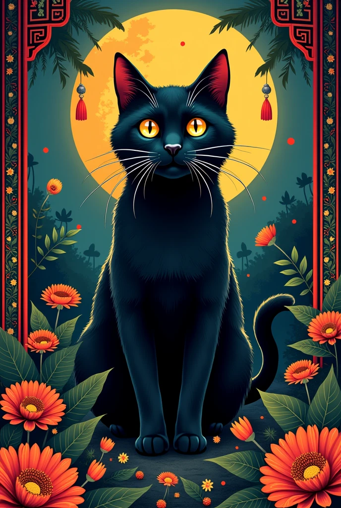 poster, black cat for the superstition about bad luck, philippines culture