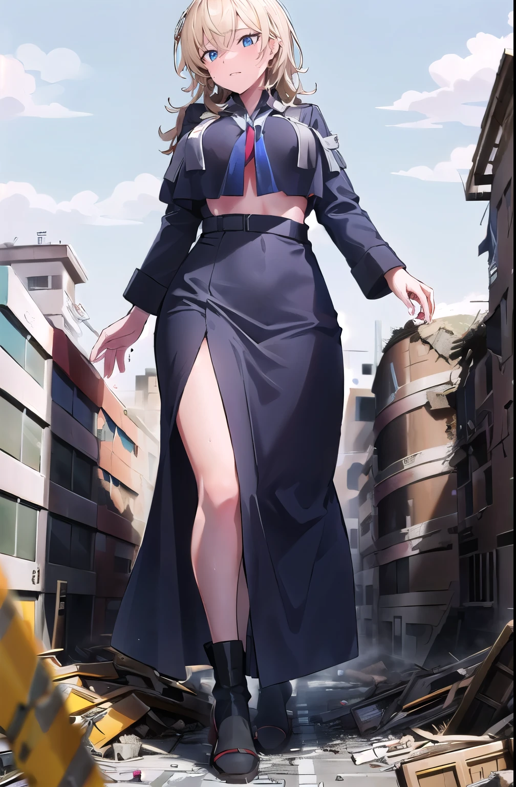 giantess, (((huge breast), Pleasure, Sweat, breast milk, paizuri, paizuri, A woman bigger than the city, Urban Background, tuscaloosa_kantaicollection, View from the side, Tiny trains sticking to boobs, Boobs covered in rubble, Dirty Valley, from below, panorama, first-person view, wide shot,A woman walking through a rubble-filled city,