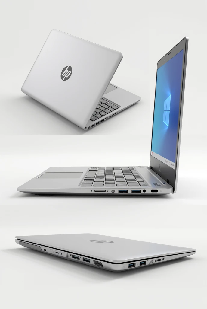 Creates an image of hp loptop shown on all sides