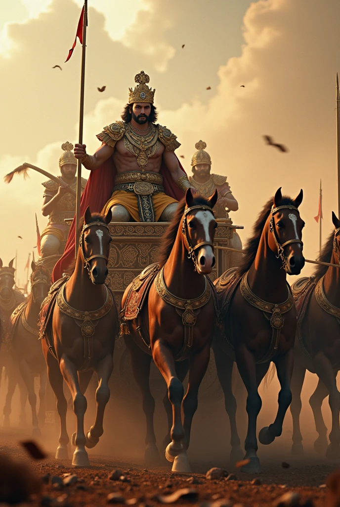 A king from Tamil Nadu was riding a ten-horse chariot in the battlefield