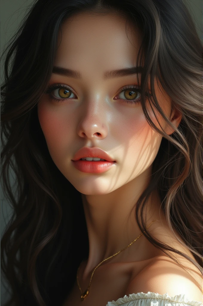 Beautiful eyes big eyes beautiful girl with broad face long hair