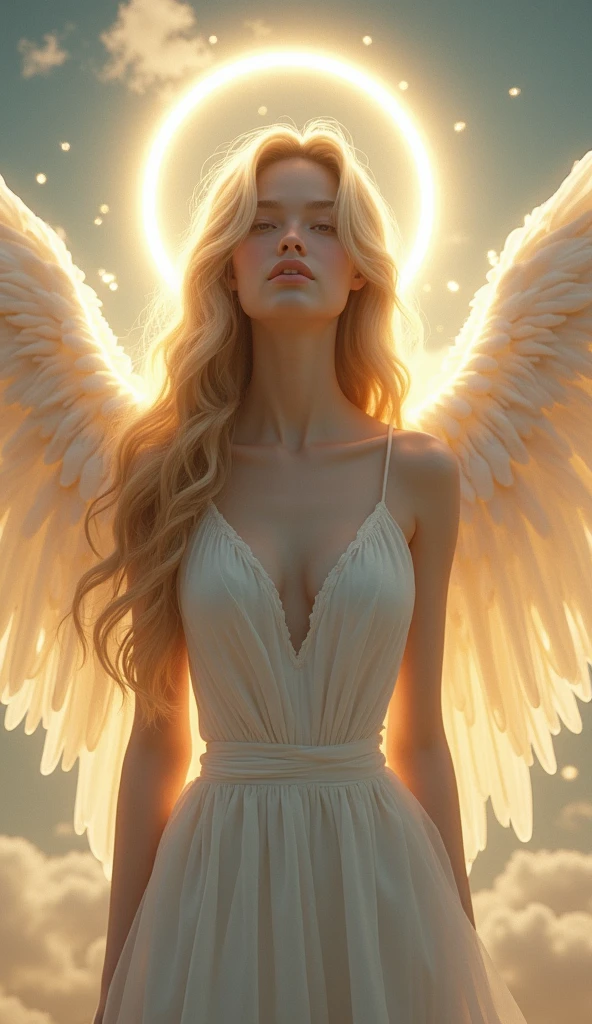 A very beautiful young female angel, Angel Halo, whole body