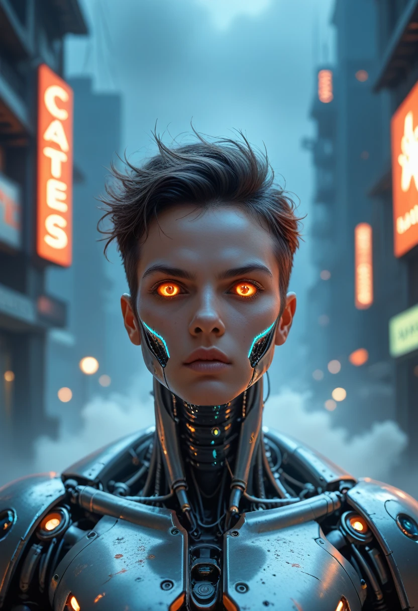 masterpiece,official art,8 K, masterpiece, Best quality, very detailed, Futuristic, Dynamic, luminous, Metallic, robotic,, , Cybernetic world,fur:1.2,Energy waves,explosions,high-tech buildings,neon lights,smoke and dust.
