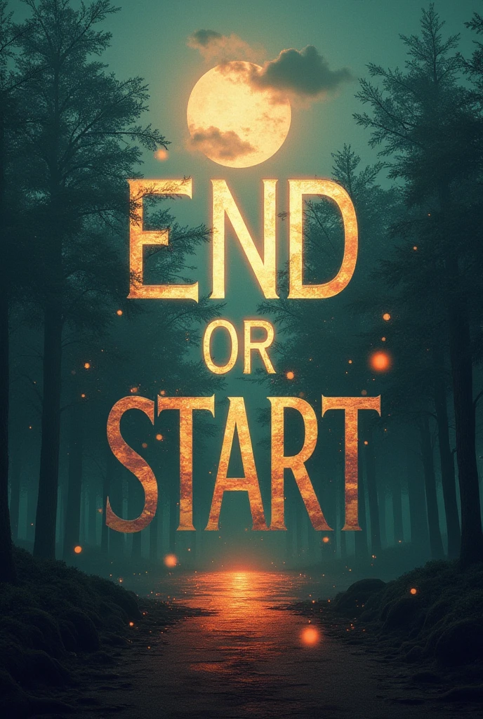 Create an image that says end or start in the middle