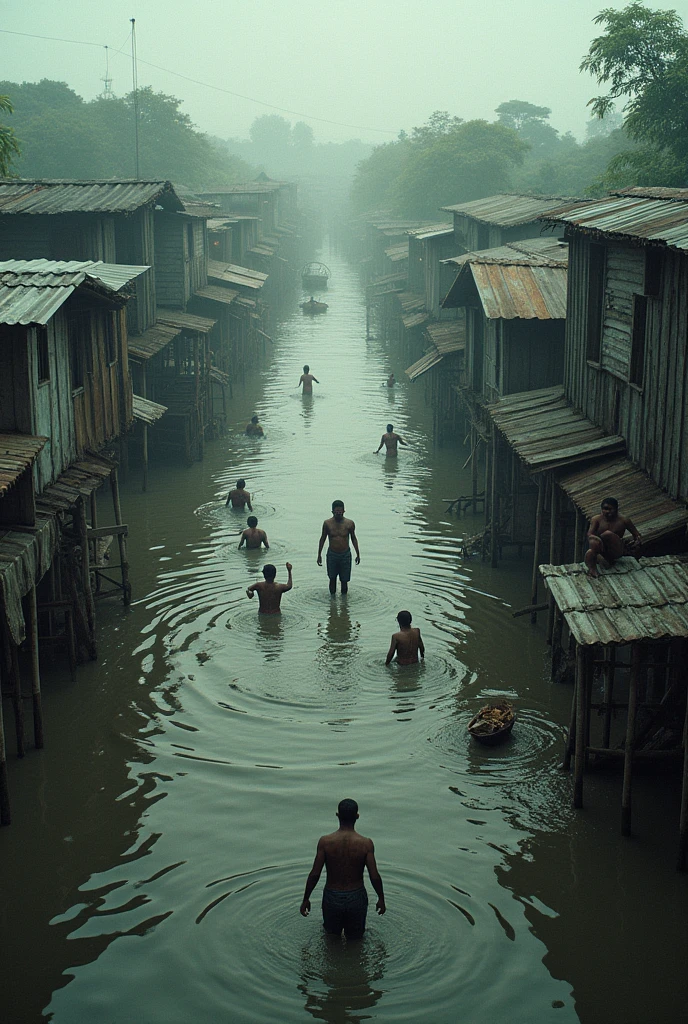 Draw a flooded scenario in Bangladesh write in middle " all eyes on Noakhali
Also write "we are in danger"
