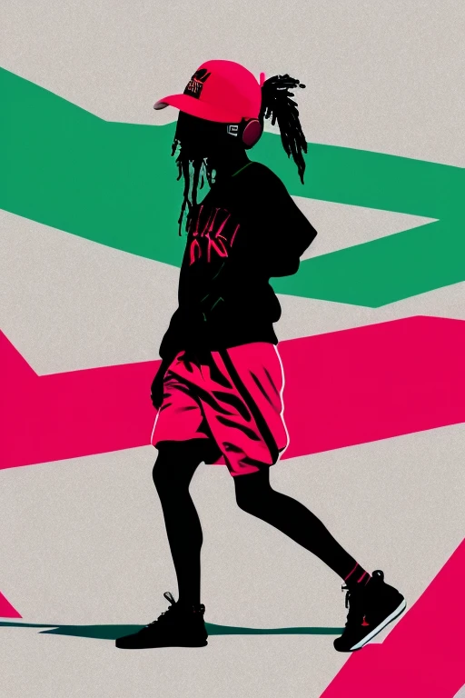 A background filled with scattered musical notes in various sizes and colors、

Creative logo illustration of a silhouette with dreadlocks and red headphones, 
Banksy、
A background completely filled with scattered musical notes in various sizes and colors, covering the entire screen.

beautiful girl colorful image

Dance hiphop Dance CREW  Waacking Dance

Punking 

black medium hair black medium hair 

Five fingers Baggy clothes Baggy clothes
HIPHOP crew、