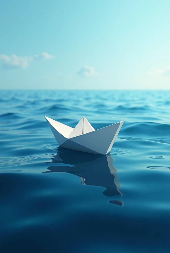 Paper boat swimming alone in the sea