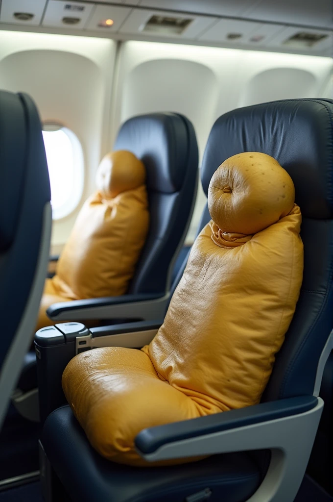 "Imagine a Boeing aircraft cabin filled with sacks of potatoes placed in passenger seats. Engineers use these potatoes to simulate human bodies for testing the in-flight Wi-Fi system. The potatoes, acting as human stand-ins, help measure signal strength, coverage, and interference across the cabin. The scene captures the innovative and quirky approach Boeing engineers took to ensure reliable Wi-Fi connectivity during flights."