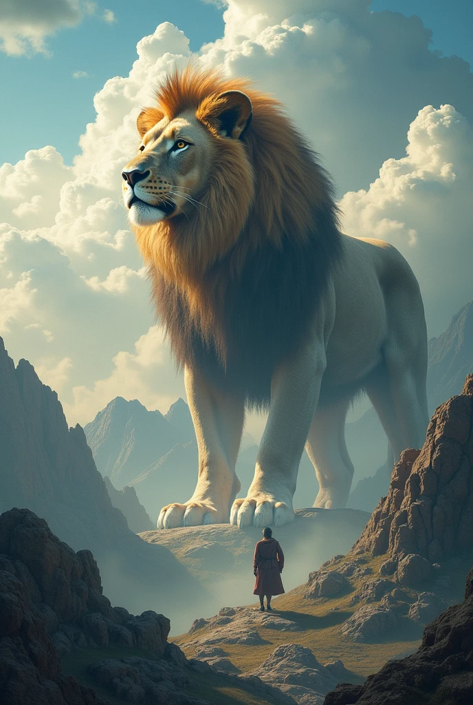 Un lion grand que le nuage au-dessus d'une montagne et en-dessous est écrit MrWise Bondo