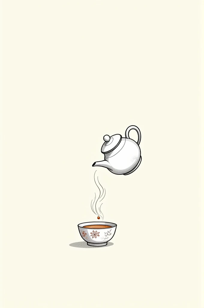 Tea fall in to a cup from tea kettle, sketch type
