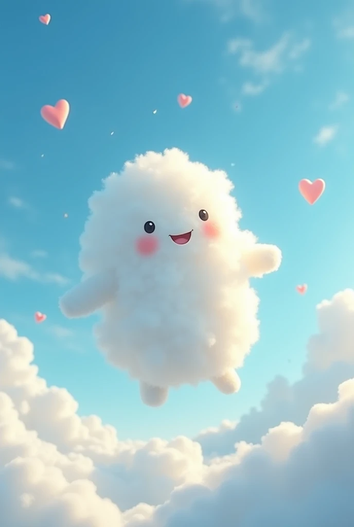 Vocaloid image video、Cute anthropomorphic cloud、Along with the low bass sound、Expressing heart sounds、dance、blue sky