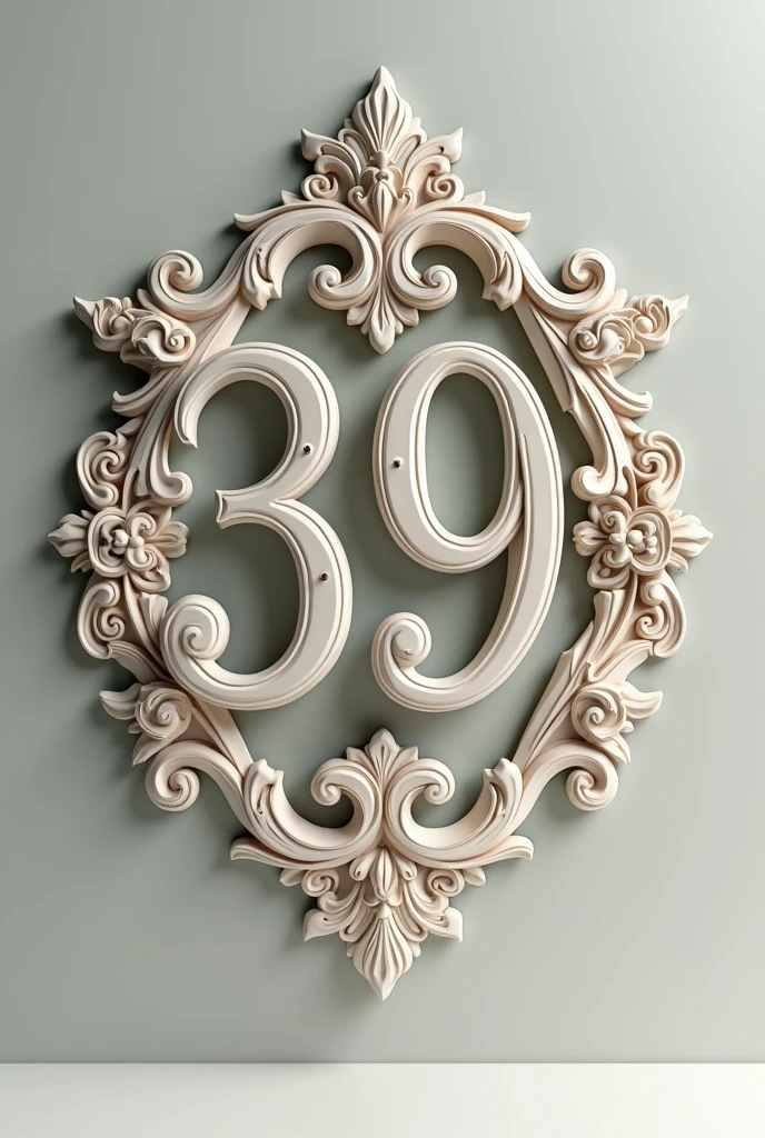 A beautiful 39 as a house number a little bit ornate with nothing around it just the numbers