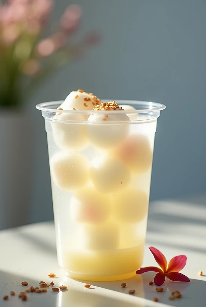 Bingfen clear chinese dessert in the clear plastic cup