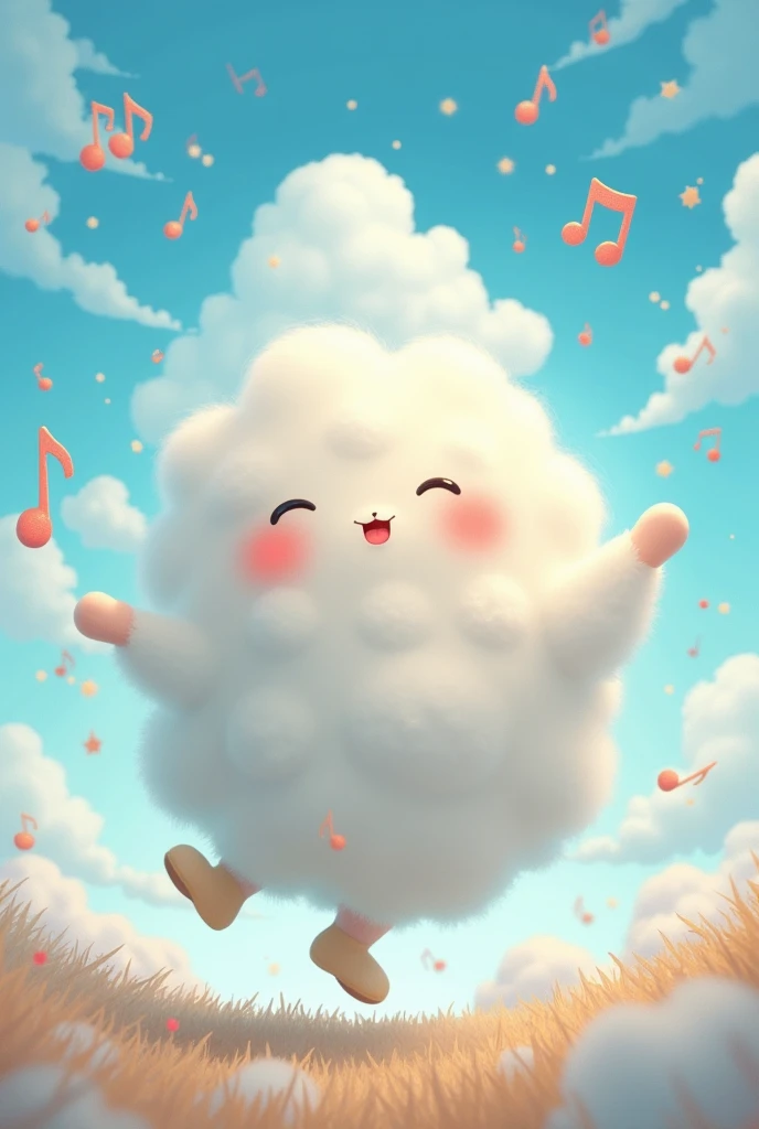 Vocaloid image video、Cute anthropomorphic cloud、Along with the low bass sound、Expressing heart sounds、dance、blue sky、The notes burst